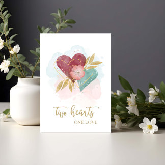 Anniversary Congratulations Watercolor Two Hearts Card