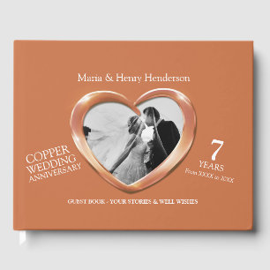 Anniversary copper wedding photo hearts 7 years guest book