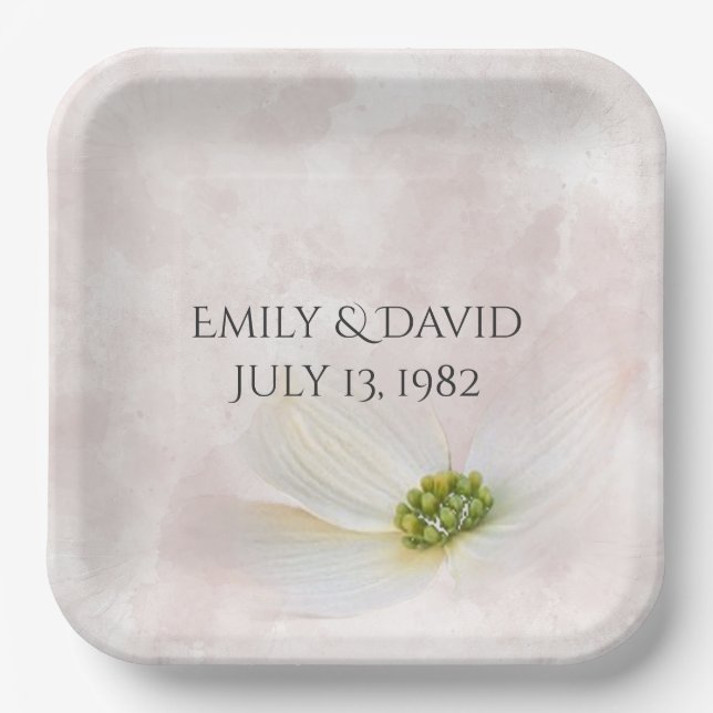 Anniversary Cosmos Flower Paper Plates (Front)