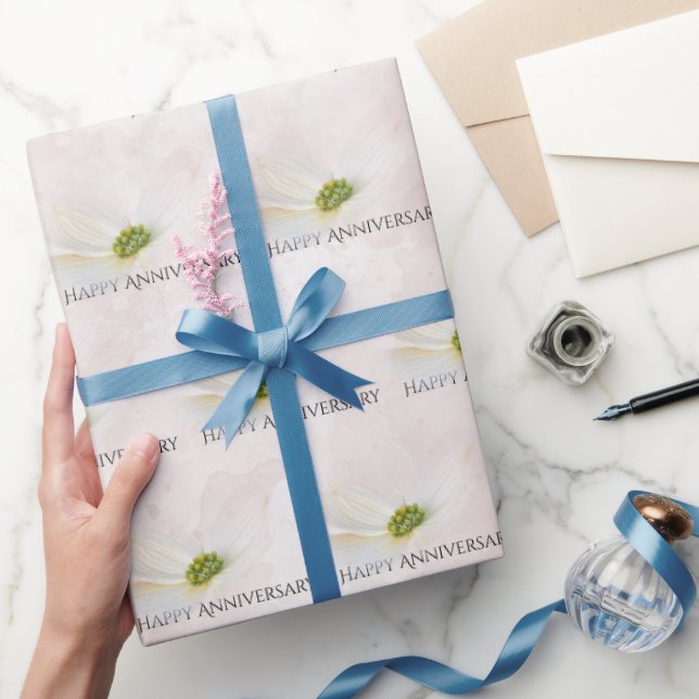 Anniversary Cosmos On Blush Pink   Wrapping Paper (Gifting)