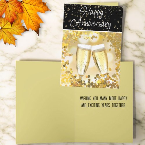 Anniversary Couple Celebration Champaign Flutes Card