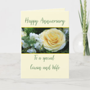 Anniversary Cousin and Wife Yellow Rose Card