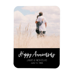 Anniversary custom photo modern stylish wedding magnet