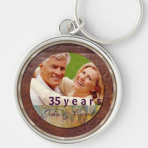 Anniversary customizable leather and silver keychain