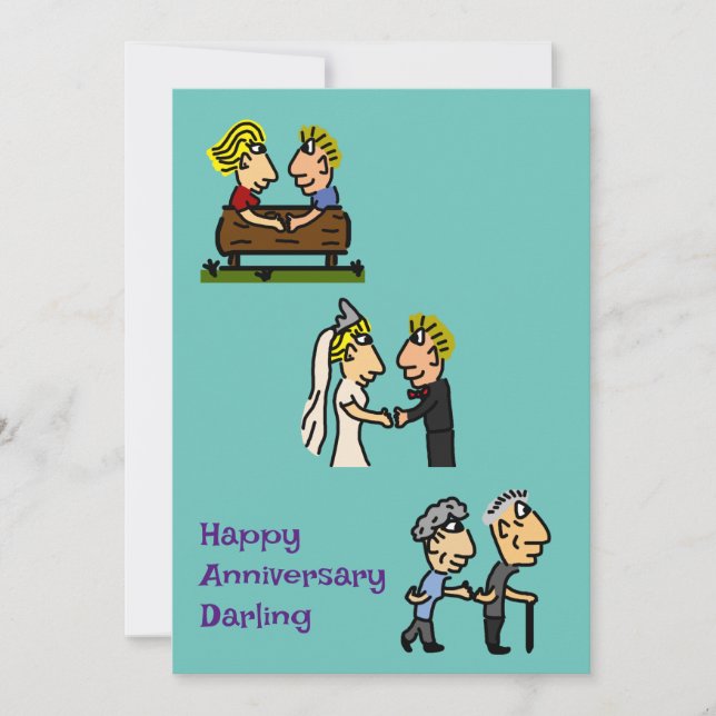 Anniversary Cute Couple Aging Love Forever Invitation (Front)