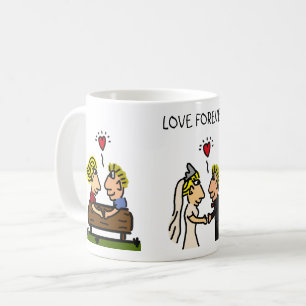 Anniversary Cute Couple 🎉 Aging Together Cartoon Coffee Mug
