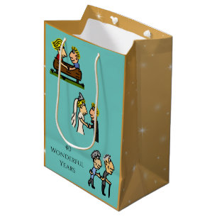 Anniversary Cute Couple 🎉 Aging Together Cartoon Medium Gift Bag