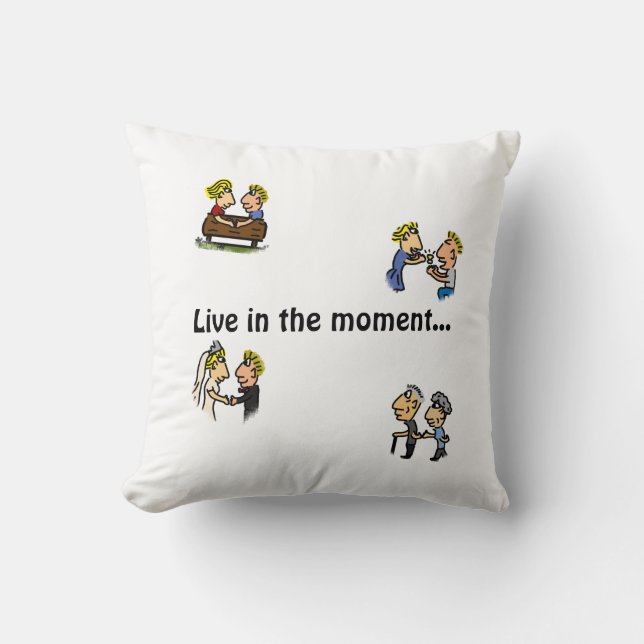 Anniversary Cute Couple 🎉 Aging Together Cartoon Throw Pillow (Front)