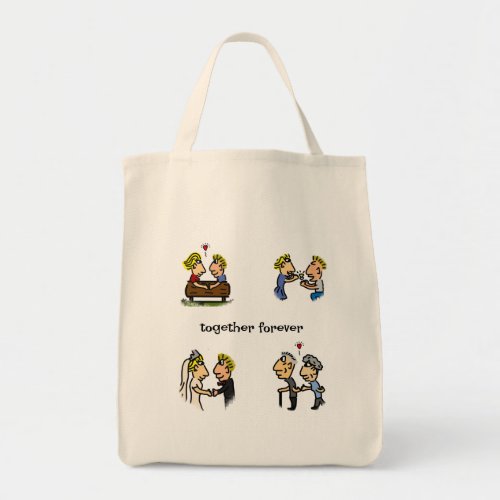 Anniversary Cute Couple Aging Together Cartoon Tote Bag