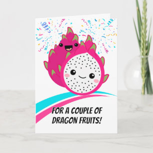 Anniversary Cute Tropical Dragon Fruit Couple Card