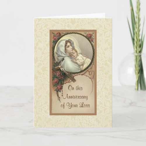 Anniversary Death Loss Blessed Virgin Mary Jesus Card