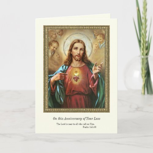 Anniversary Death Loss Loved Sacred Heart Card