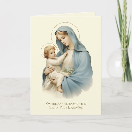 Anniversary Death Loved One Mary Jesus  Card