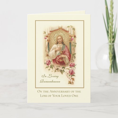 Anniversary Death Loved One Sacred Heart Jesus Card