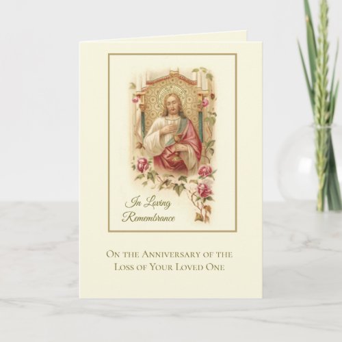 Anniversary Death Loved One Sacred Heart Jesus Card