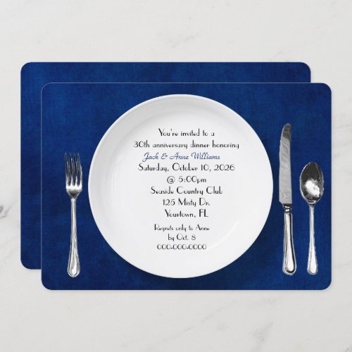 Anniversary Dinner Party Invite on blue