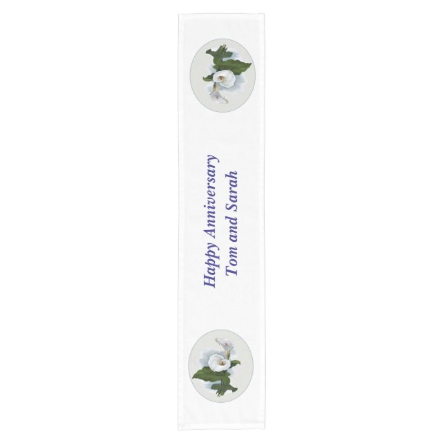 Anniversary, Elegant Calla Lily Short Table Runner (Front)