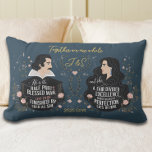 Anniversary Elegant Monogram Fairytale Quote Lumbar Pillow<br><div class="desc">Celebrate love and unity with this romantic personalized throw pillow, inspired by Shakespeare’s timeless words. The design features elegant, illustrated portraits of a man and a woman, surrounded by delicate floral vines that intertwine to symbolize connection and harmony. At the center of the pillow, the heartfelt phrase “Together we are...</div>