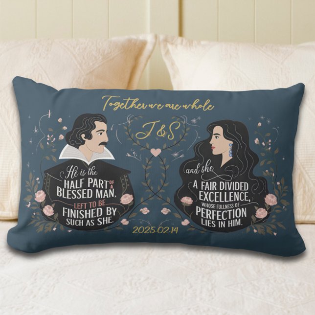 Anniversary Elegant Monogram Fairytale Quote Lumbar Pillow (Creator Uploaded)