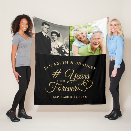 Anniversary Elegant Years into Forever 2 Photos Fleece Blanket