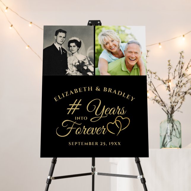 Anniversary Elegant Years into Forever 2 Photos Foam Board (In Situ (Stand))