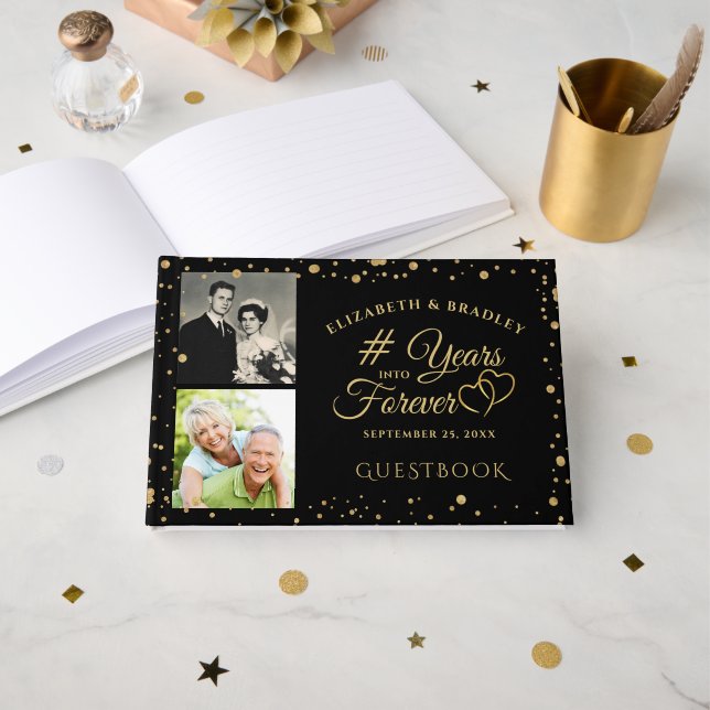 Anniversary Elegant Years into Forever 2 Photos Guest Book (Front Open)