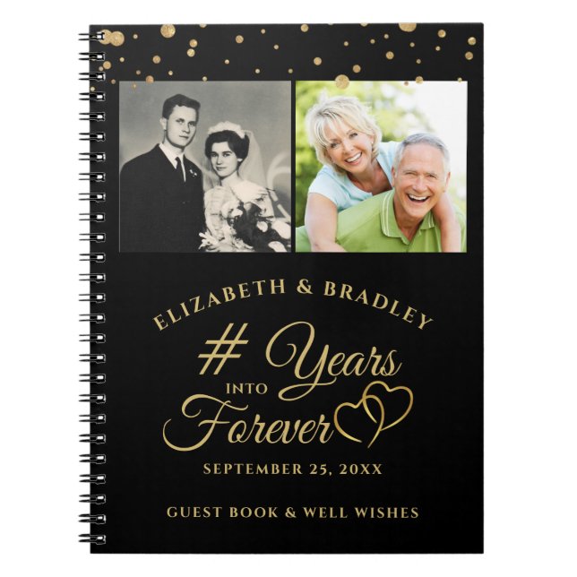 Anniversary Elegant YEARS INTO FOREVER Guest Book (Front)