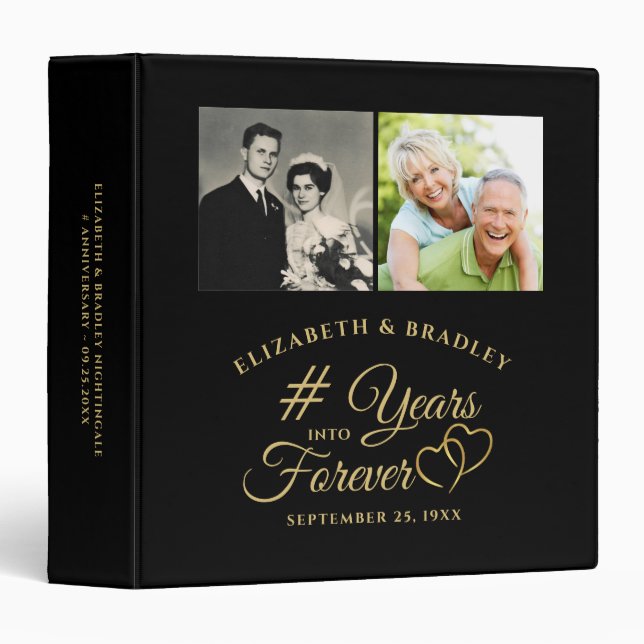 Anniversary Elegant YEARS INTO FOREVER Photo Album 3 Ring Binder (Front/Spine)