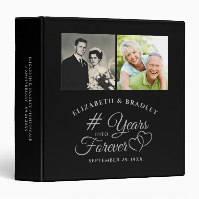 Anniversary Elegant YEARS INTO FOREVER Photo Album 3 Ring Binder (Front/Spine)