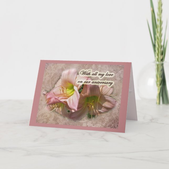 Anniversary - Fancy Pink Daylilies Card (Front)
