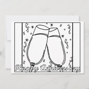 Anniversary Flat Greeting Card - Color it In