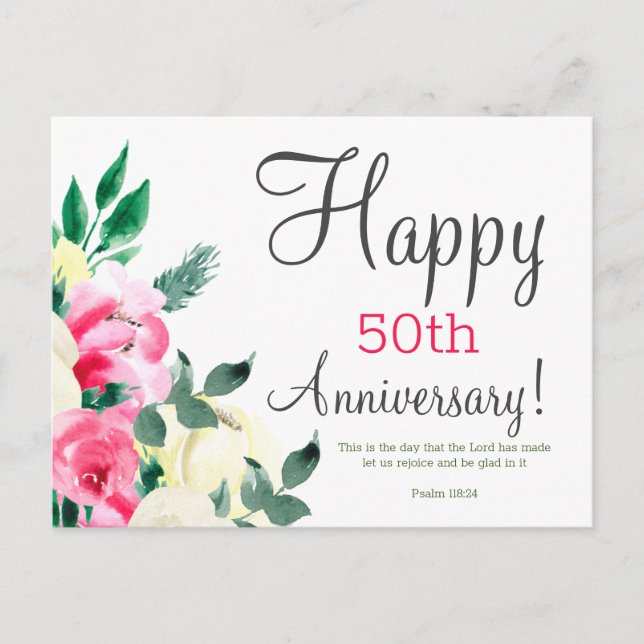 Anniversary Floral Bible Verse Postcard (Front)
