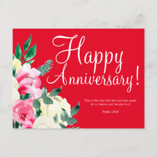 Anniversary Floral Birthday Bible Postcard