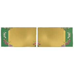 Anniversary Floral Green/Gold Pillowcase