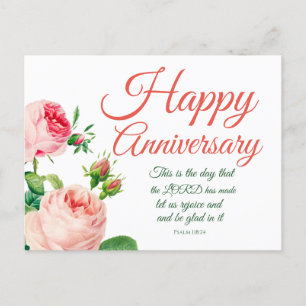 Anniversary Floral Psalm 118:24 Postcard