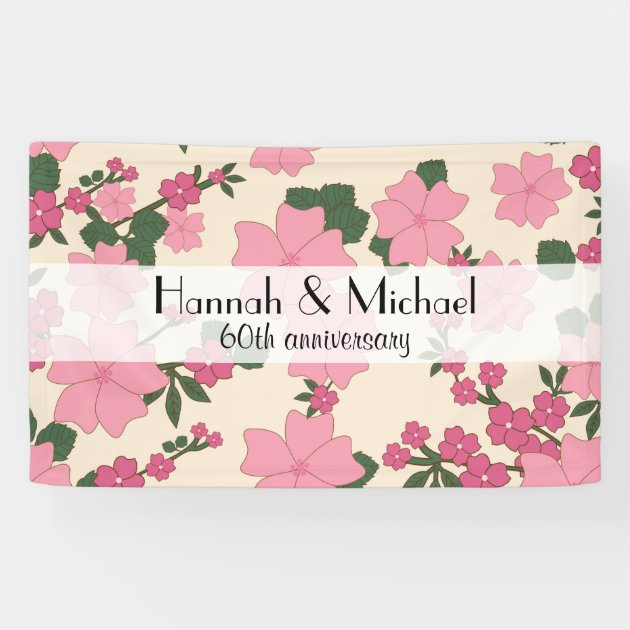 Anniversary - Flowers, Leaves, Blossoms - Pink Banner