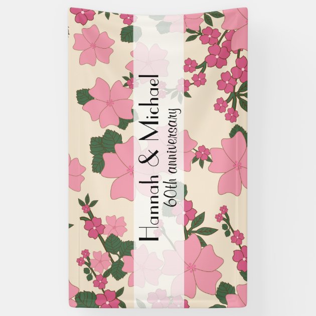 Anniversary - Flowers, Leaves, Blossoms - Pink Banner