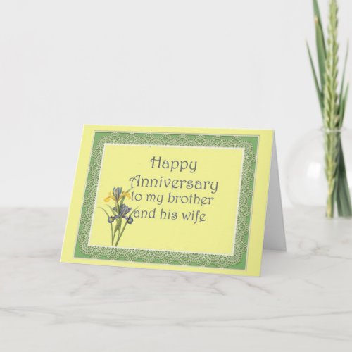 Anniversary for Brother and His Wife Dutch Iris Card