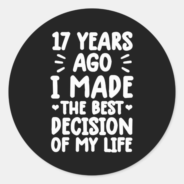 Anniversary For Married 17 Years Marriage Classic Round Sticker (Front)