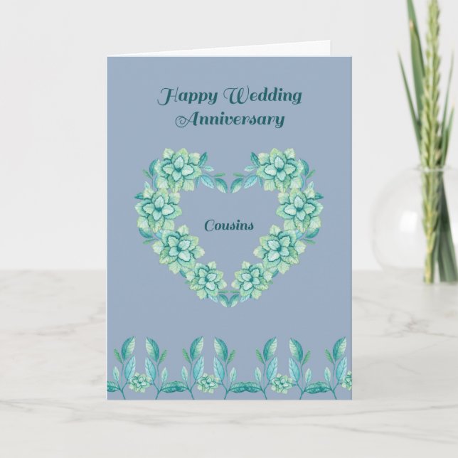 Anniversary for your Cousins, Wedding in Blue Card (Front)