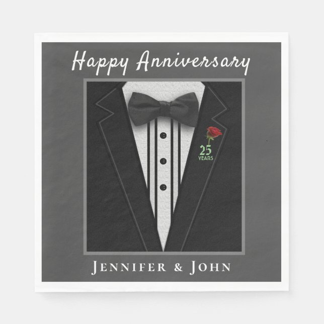 Anniversary Formal Tuxedo Custom Napkins (Front)