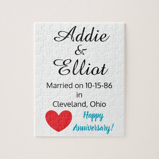 Anniversary Fun & Heart in White:   Jigsaw Puzzle (Vertical)