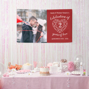 Anniversary garnet red heart personalized photo banner