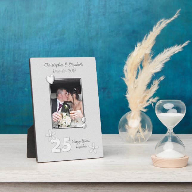 Anniversary gift 25 years with names and photo plaque (Side)