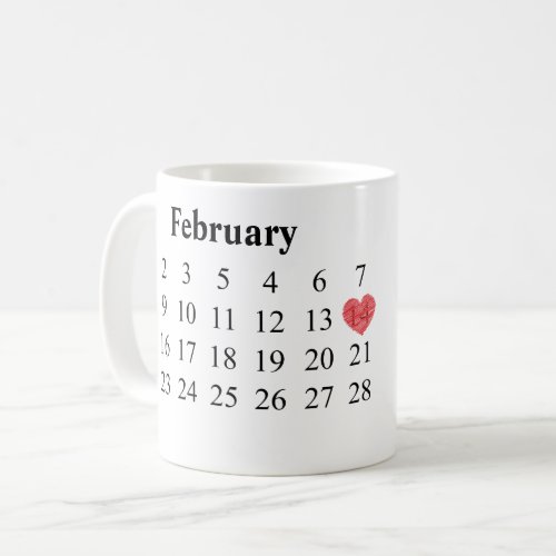Anniversary Gift _ Calendar  Engraved Rings Coffee Mug