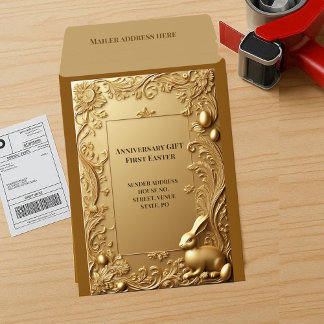 Anniversary Gift Idea First Easter Eggs Bunny Gold Envelope Mailers