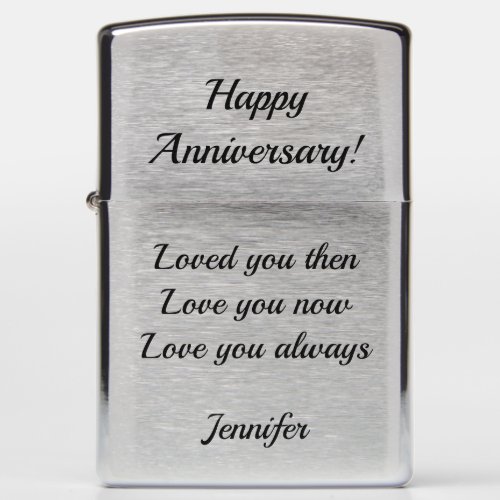 Anniversary Gift Zippo Lighter with YOUR TEXT