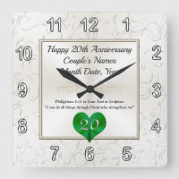 Anniversary Gifts for 20 Years of Marriage, Clock