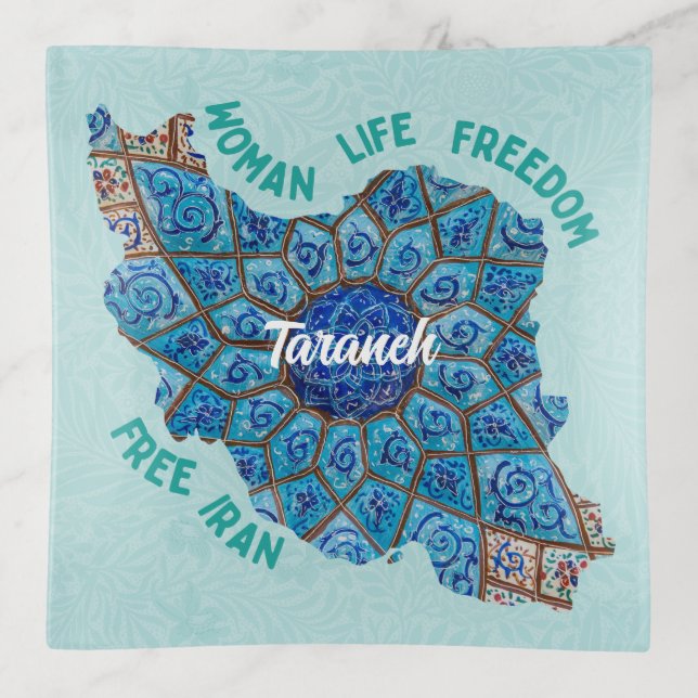 Anniversary Gifts for Iranian Friends Free Iran Trinket Tray (Front)