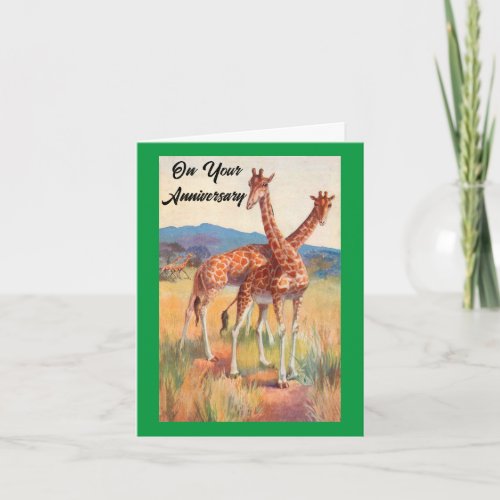 Anniversary Giraffes Folded Greeting Card